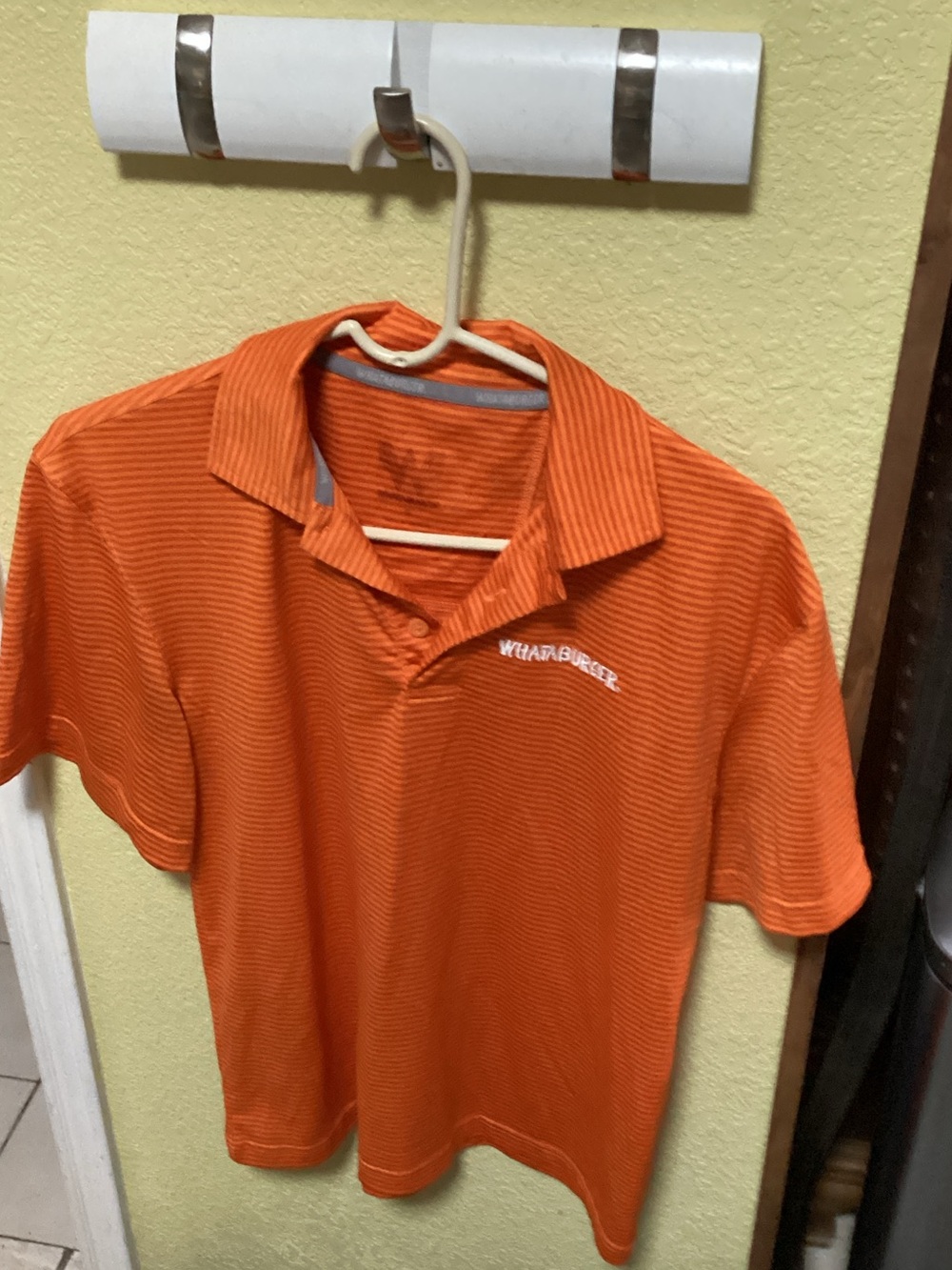 Whataburger Men’s Orange Micro-Stripe Polo